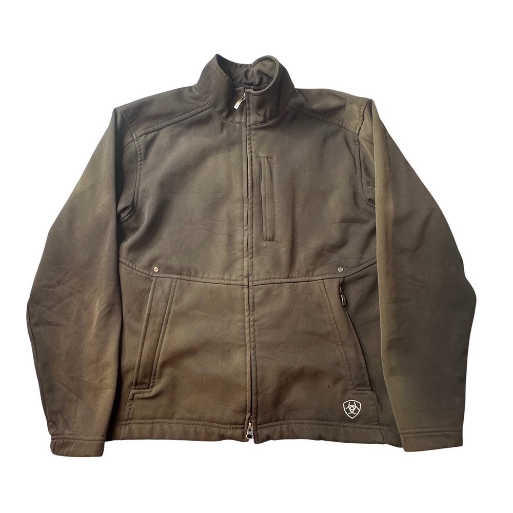 Ariat Jacket Mens Medium Brown Softshell Full Zip Fleece Lined Workwear Coat